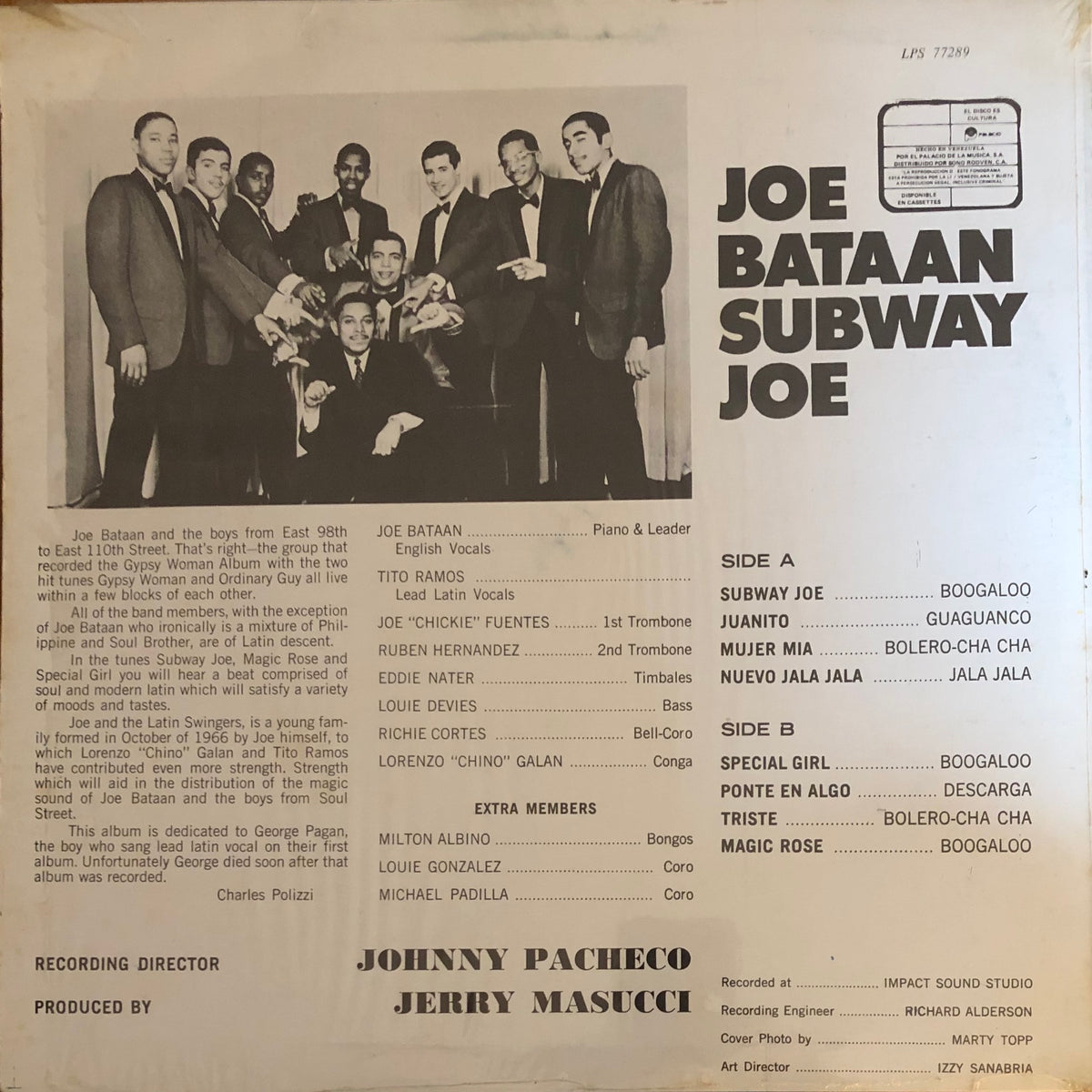 Joe Bataan ‎– Subway Joe – Galapagos Records